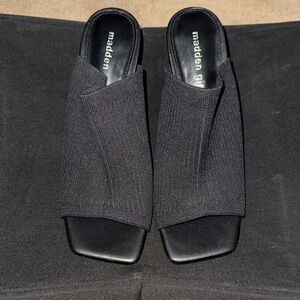Madden Girl Black Knit Mules